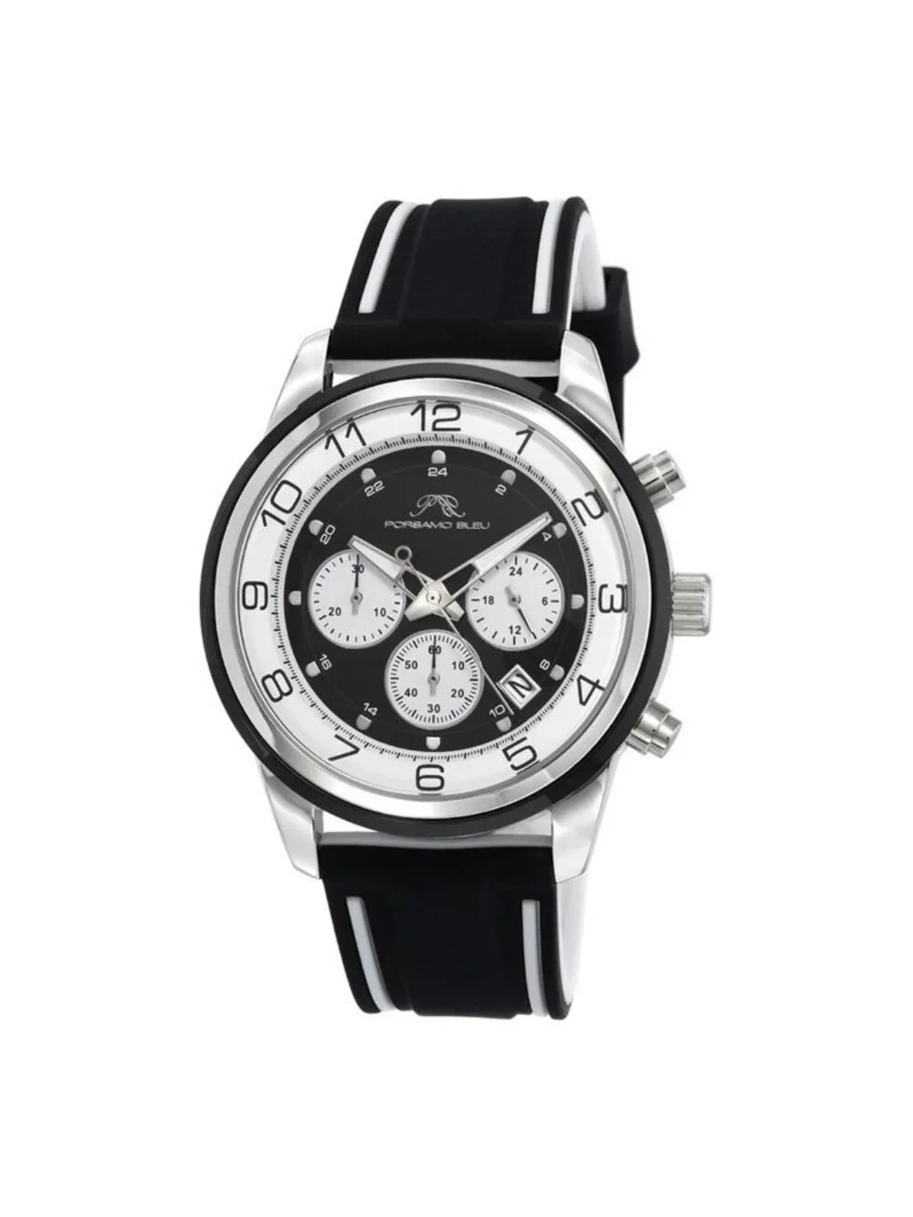 NWT Porsamo Bleu Arthur Chronograph Quartz Black Dial Men's Watch